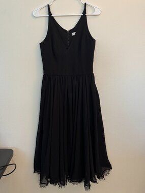 Dress the Population Women's Alicia Plunging Mix Media Sleeveless Fit and Flare